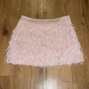 Express pink fringe skirt